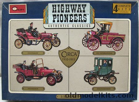 Minicraft 1/32 Highway Pioneers (Ex-Gowland/Revell) 1910 Stanley Steamer / 1911 International / 1910 Hudson / 1910 Studebaker, 1503 plastic model kit